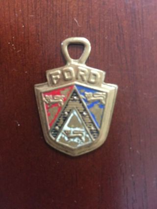 Vintage Antique Ford Key Chain Metal Emblem