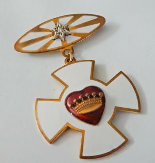 Antique Rebekah Lodge Patriarchs Chivalry Medal Pin Enamel & Diamond H169
