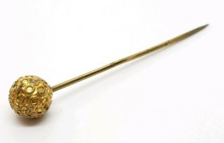 Petite Antique Victorian Gold Filled On Brass Sphere & Filigree Stick Pin Brooch