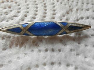 1914 Antique Sterling Silver Brooch/pin With Guilloche Enamel Decoration - J A & S