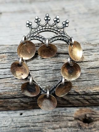 Antique 830s Silver Norway Heart With Crown Solje Wedding Brooch Einar Modahl