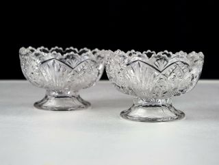 Bryce Higbee Madora Footed Sauce Bowls 2 Pc Set,  Antique Eapg Arrowhead In Oval