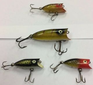 3 Vintage Heddon Tiny Lucky 13 Perch 1 Heddon Baby Lucky 13 Fishing Lures