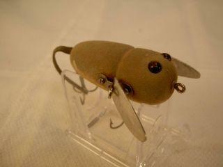 Vintage Old Fishing Lure Heddon Crazy Crawler Mouse Wood Collectible Bait