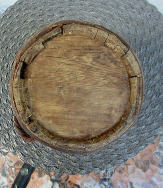 RARE Swedish Antique Wooden Keg Owners initials Dated 1861 Hälsingland 4