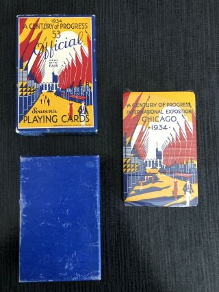 1934 Chicago A Century Of Progress 53 Official Views Playing Cards Still