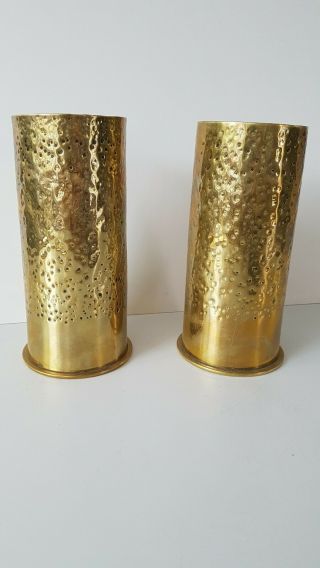 Antique Trench Art Ww1 Brass Shell Casing Vases 1916,  17 German