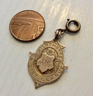 Good Antique Edwardian Solid 9 Carat Gold Milnthorpe AFC Football Medal 3