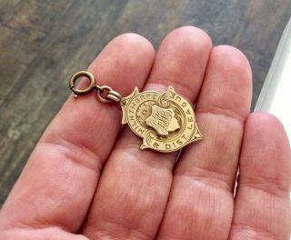 Good Antique Edwardian Solid 9 Carat Gold Milnthorpe AFC Football Medal 4