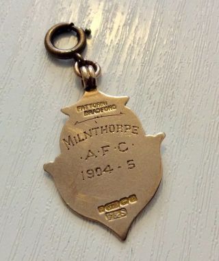 Good Antique Edwardian Solid 9 Carat Gold Milnthorpe AFC Football Medal 5