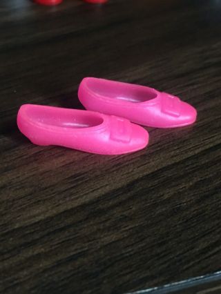 Vintage Francie Doll Hot Pink Buckle Squishy Flats Japan Mod Shoes 3