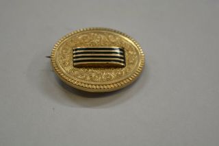 Antique Victorian 14k Gold Filled Black Enamel Brooch / Pin