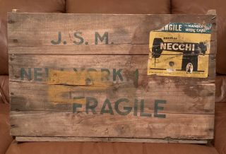 Vintage Necchi Sewing Machine Crate Marked J.  S.  M.  York