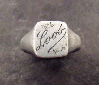 Antique Ww1 British Army Trench Art Ring Battle Of Loos 1915 - 1916 Size U