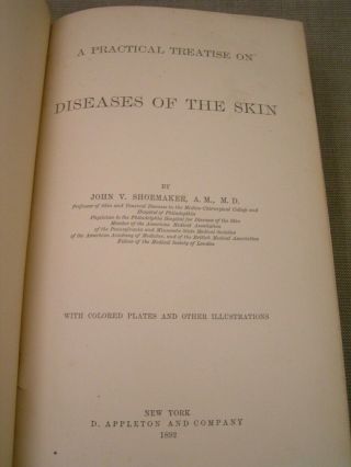 Diseases of the Skin 1892 John V.  Shoemaker Antique Medical Book w/Color Plates 3