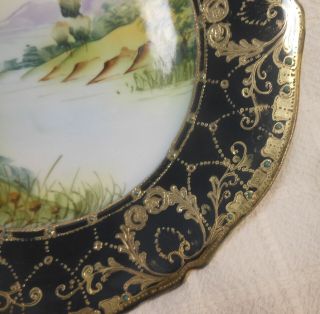 Fine Antique Nippon Cabinet Plate With Raised Gold & jewels 2