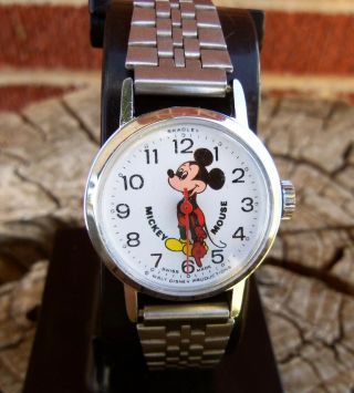 Vintage Bradley Swiss Made 1970s Mickey Mouse Watch Disney Runs And Stops