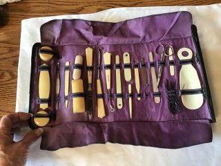 Antique French Ivory Celluloid Manicure Grooming Set 2