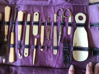 Antique French Ivory Celluloid Manicure Grooming Set 3
