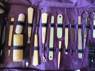 Antique French Ivory Celluloid Manicure Grooming Set 4