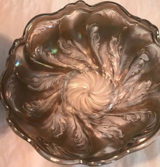 Vintage/antique Carnival Glass Bowl With A Smoke Iridescent Color