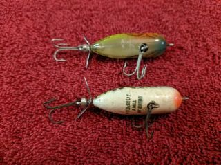 2 Vintage Heddon fishing lures tiny Torpedo Tuff Colors 4