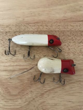 2 Vintage Fishing Lures Red And White Unbranded