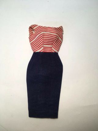 Vintage Barbie Doll Red White & Navy Blue Dress Cruise Stripes Outfit Clothes
