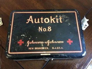 Vintage Antique Autokit No.  8 Johnson & Johnson Medical First Aid Kit Truck Auto