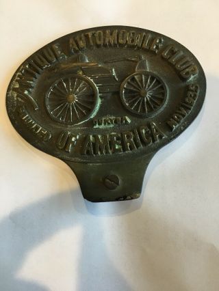 Antique Automobile Club Of America License Plate Attachment Brass Style