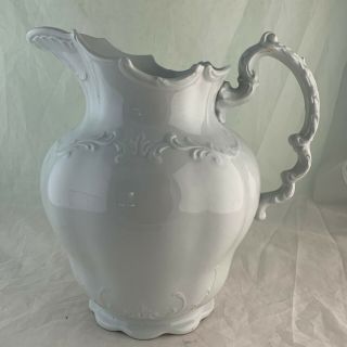 Antique Royal Semi Porcelain Large Wash Water White Pitcher England