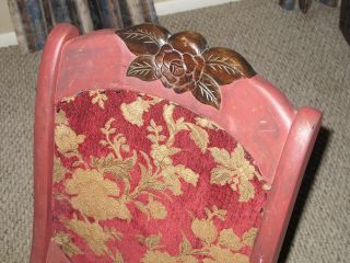 ANTIQUE VINTAGE FOLDING ROCKING CHAIR W/ TAPESTRY SEAT & BACKING NEEDS RESTORED 4