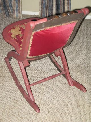 ANTIQUE VINTAGE FOLDING ROCKING CHAIR W/ TAPESTRY SEAT & BACKING NEEDS RESTORED 5