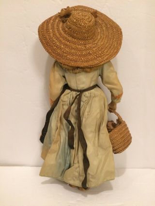 Lenci - Type Cloth Doll Outfit Tan Dress Straw Hat and Basket Wood Shoes 2