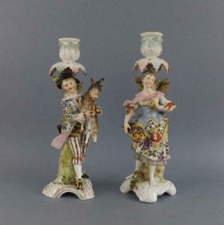 Antique Porcelain Figural Candel Holder By Sitzendorf C1887 - 1900