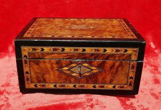 An Antique Inlaid Wooden Jewellery Box C 1900