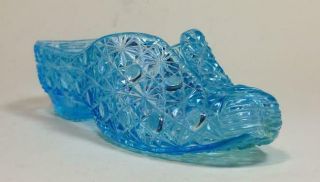 Antique Blue Glass Shoe Slipper Cat Head Daisy And Button ? Bryce? Pat 