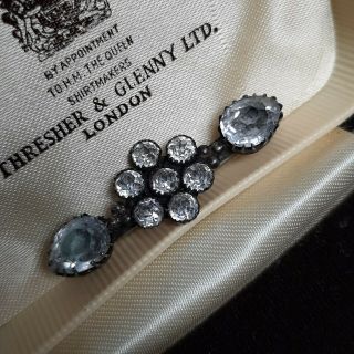 Antique Georgian Solid Sterling Silver Diamond Paste Brooch Vintage Jewellery