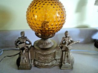Antique Art Deco Figural Man & Woman Clowns Playing Instruments Table Lamp