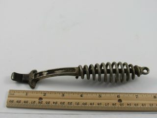 Antique Wood Stove Lid Lifter I - S Nickel Steel Cool Coil Spring Handle Tool 4