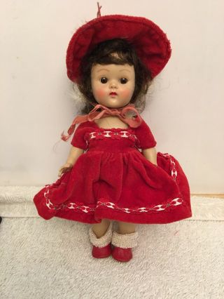 Vintage Vogue Ginny Red Velvet Debutante Dress Hat Shoes Tagged No Doll