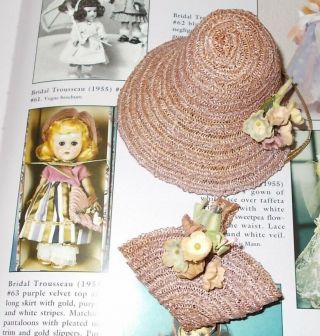Vintage 8 " Vogue Ginny Doll Bridal Trousseau Hat & Basket 63 1955