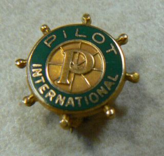 Pilot International Enamel Lapel Pin 10 K Gold Vintage Safety Clasp