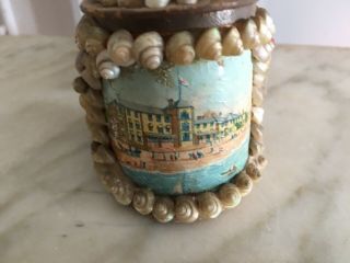 Antique Victorian Sea Shell Art Shoe Shaped Box souvenir sailor valentine 5