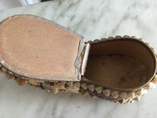 Antique Victorian Sea Shell Art Shoe Shaped Box souvenir sailor valentine 6