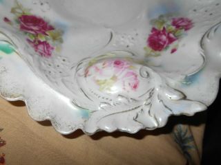 Antique Royal Bayreuth Floral Sculptured Porcelain Bowl Pearlescent Opal Finish 5