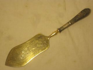 Vintage Antique Russian 875 Silver W/ Gold Plate Utensil Etched Serving Spatula