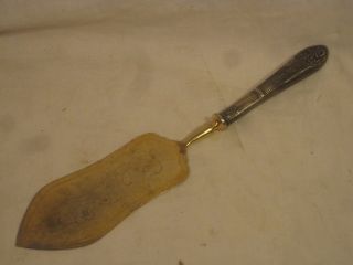 vintage antique Russian 875 Silver w/ gold plate utensil etched serving spatula 2