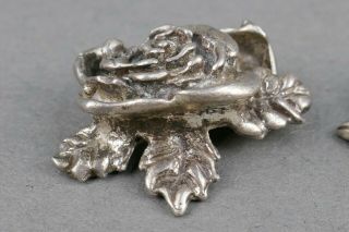 Fine Antique Arts & Crafts Sterling Silver Rose Flower Cufflinks 6