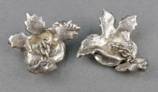 Fine Antique Arts & Crafts Sterling Silver Rose Flower Cufflinks 8